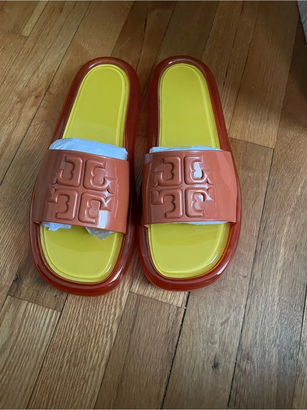 Tory Burch Orange Jelly Slide Sandals